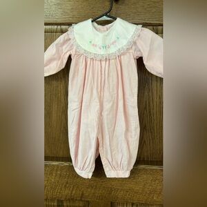 Alexis Pink Kids One Piece with Floral Embroidery